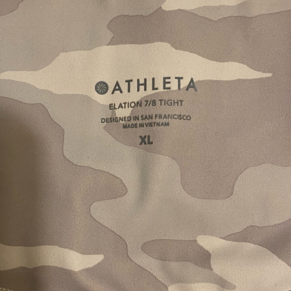 Athleta Gray Camouflage Camo Elation‎ 7/8 Tights 23" Inseam Size XL - Picture 4 of 4
